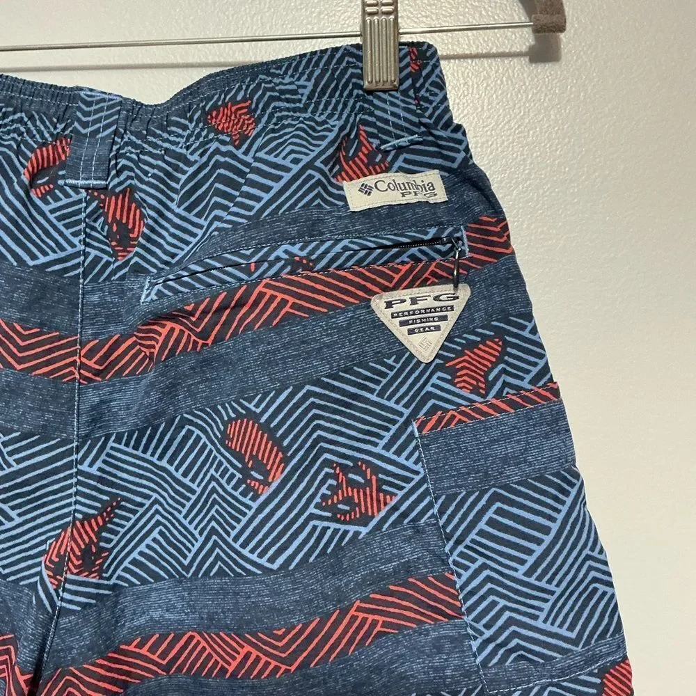 Columbia Patterned Blue and Red men’s swim shorts no liner size S